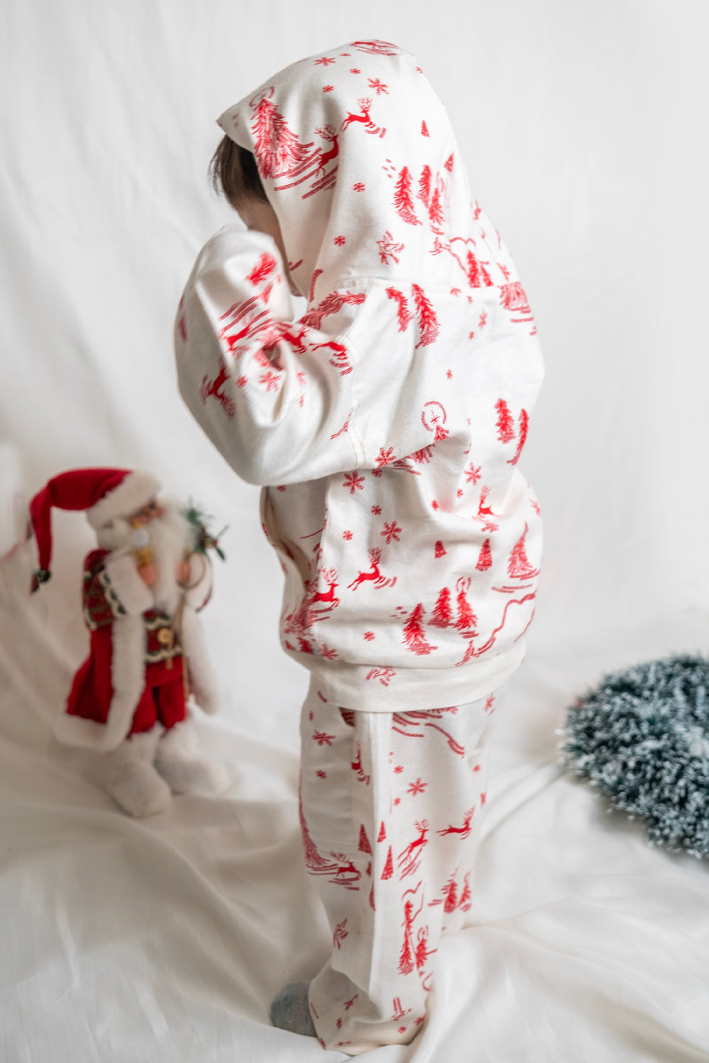 White Christmas Print Co-Ord Set for Kids