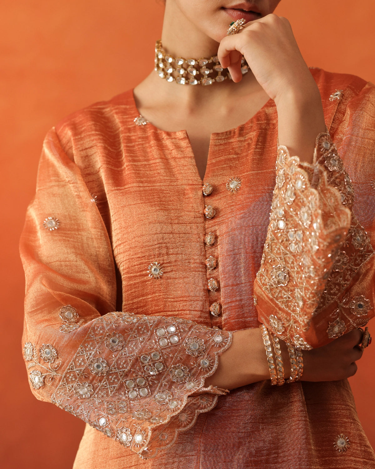 Gulrukh - Tailored Tapered Trousers Set With Dupatta