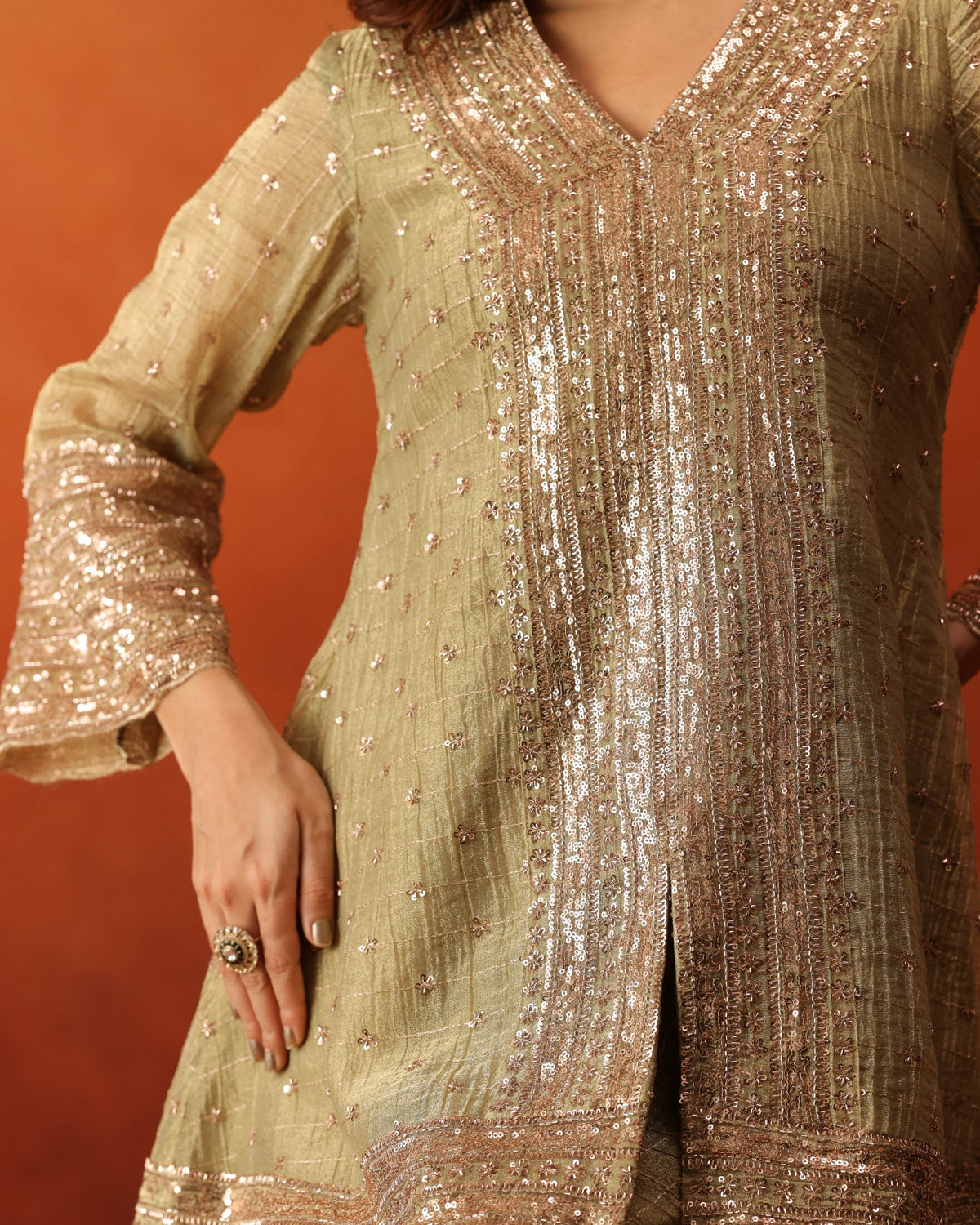 Sunehri - Pleated Farshi Pants Set