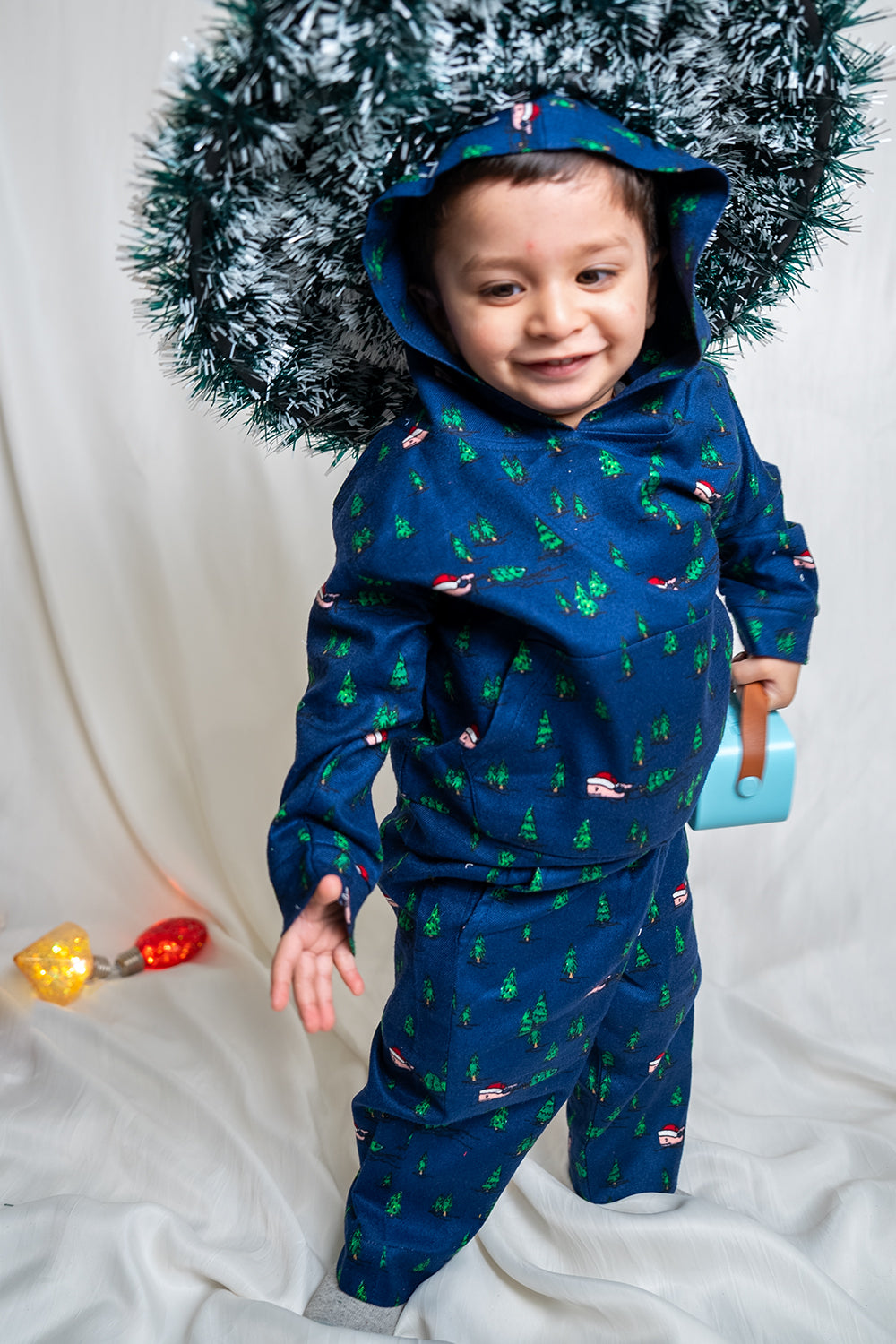 Festive Blue Christmas Tracksuit for Kids