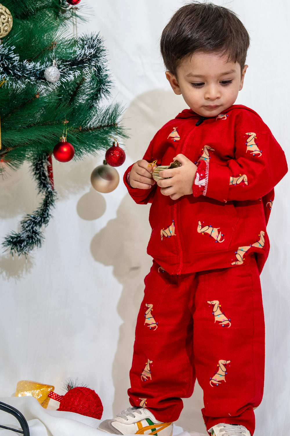 Festive Red Reindeer Tracksuit for Kids