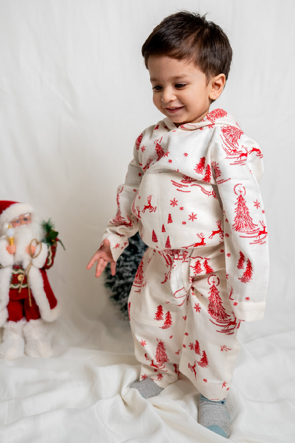 White Christmas Print Co-Ord Set for Kids