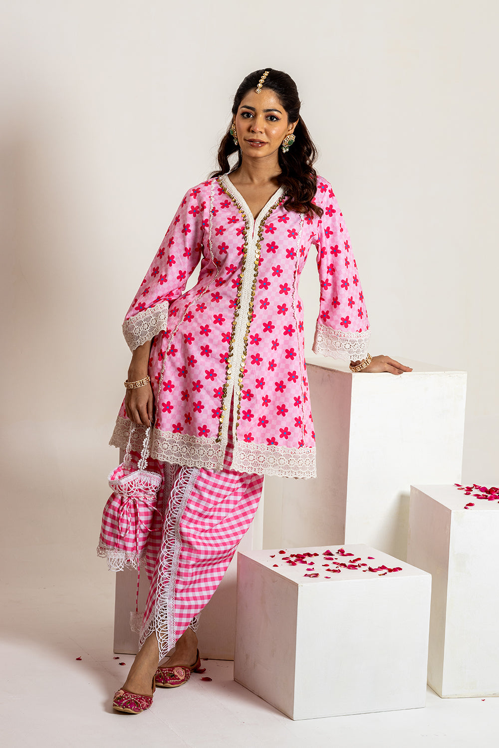 Dhoti set with Potli Luxurious Printed Indian Wear