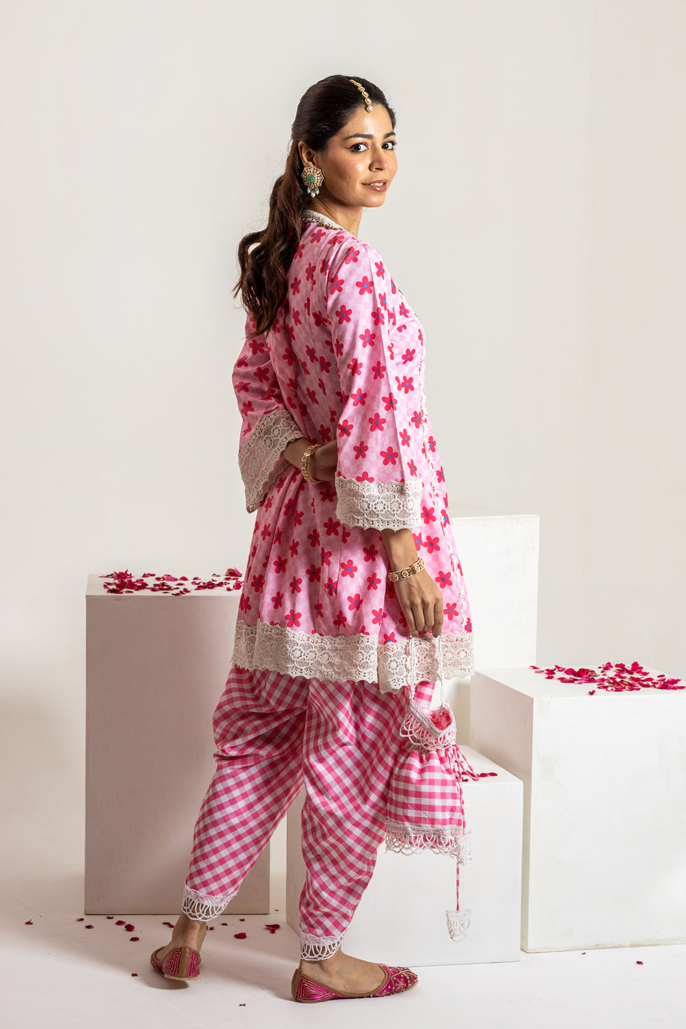 Dhoti set with Potli Luxurious Printed Indian Wear