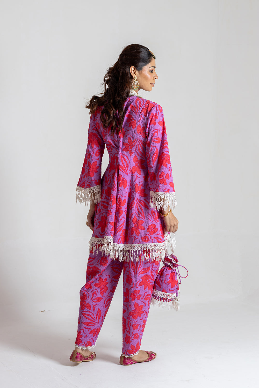 Dhoti set with Potli Festive Printed Attire