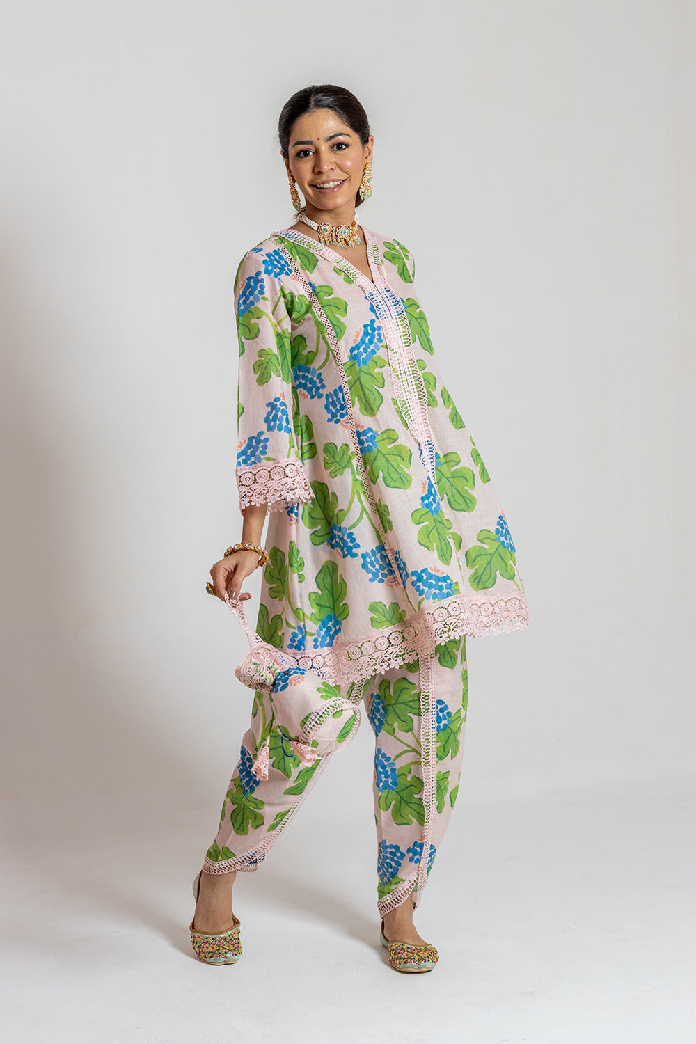 Dhoti set with Potli Elegant Printed Indian Wear