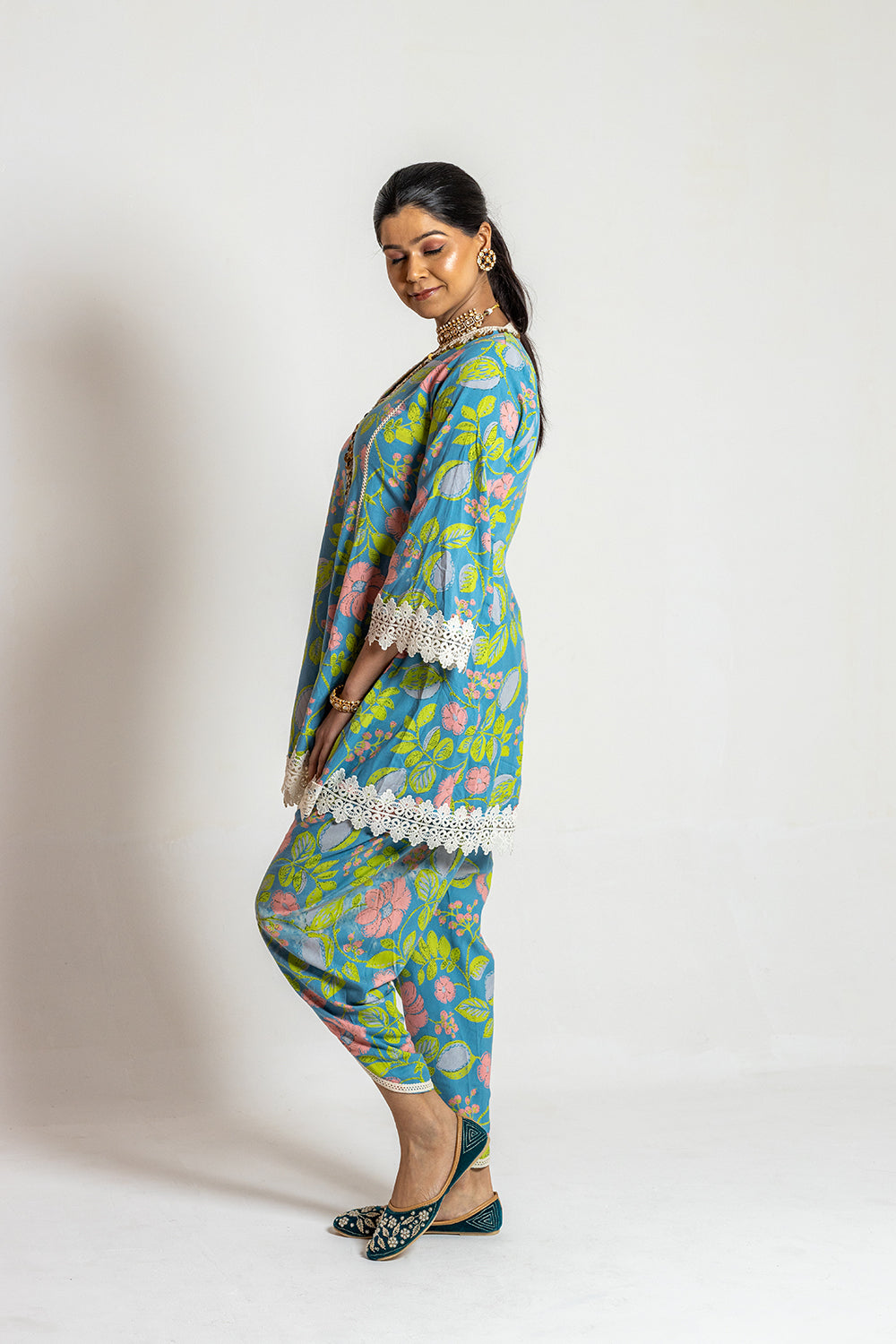 Dhoti set with Potli Sophisticated Printed Ensemble