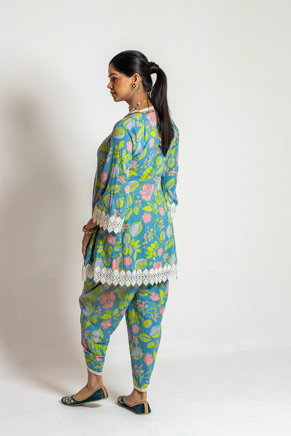 Dhoti set with Potli Sophisticated Printed Ensemble