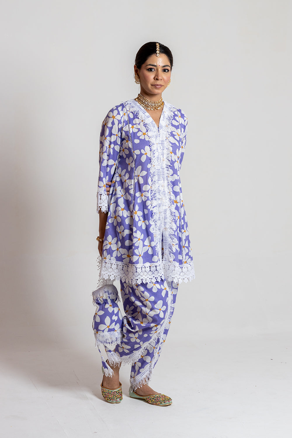 Dhoti set with Potli Light and Airy Printed Design