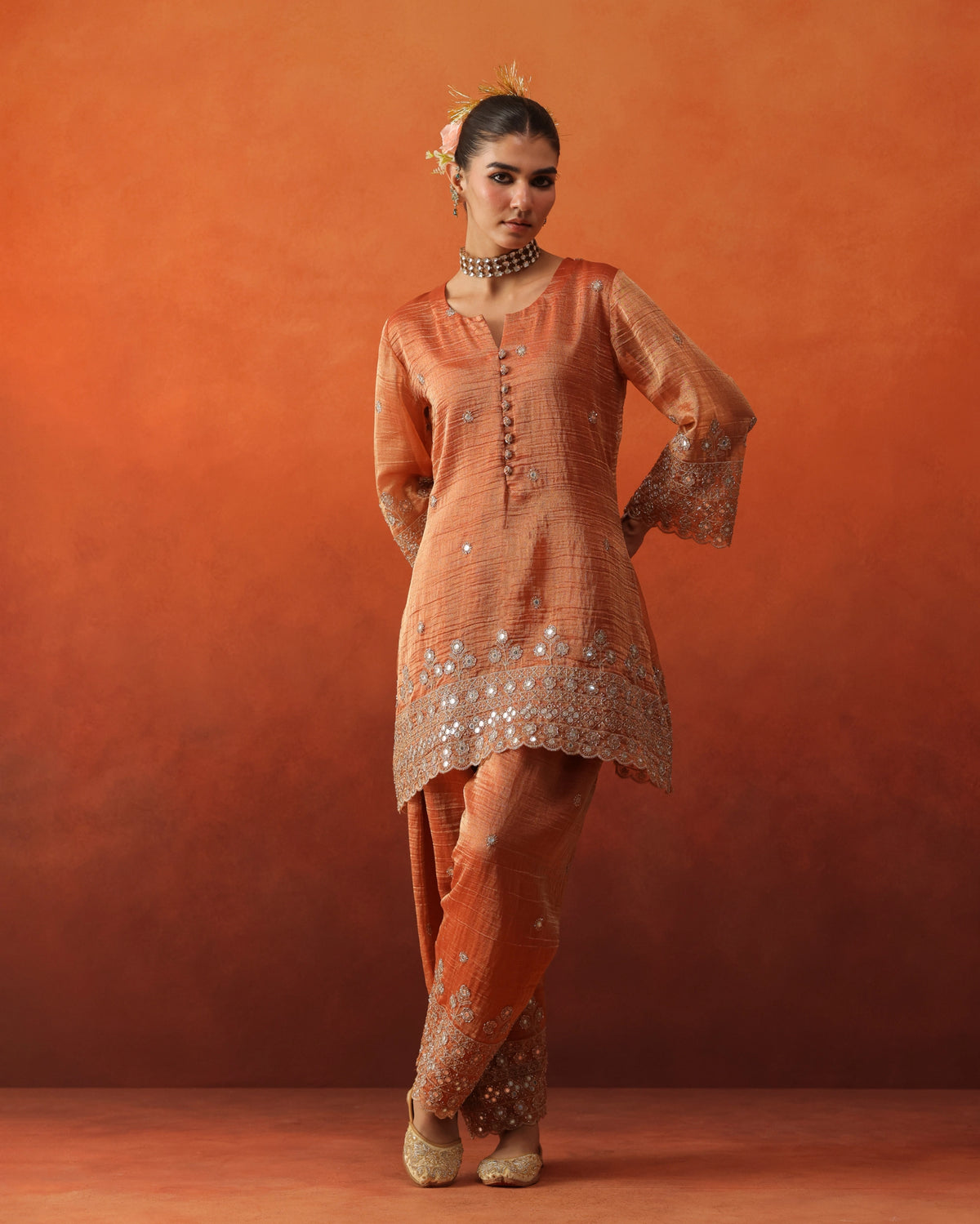 Gulrukh - Tailored Tapered Trousers Set With Dupatta