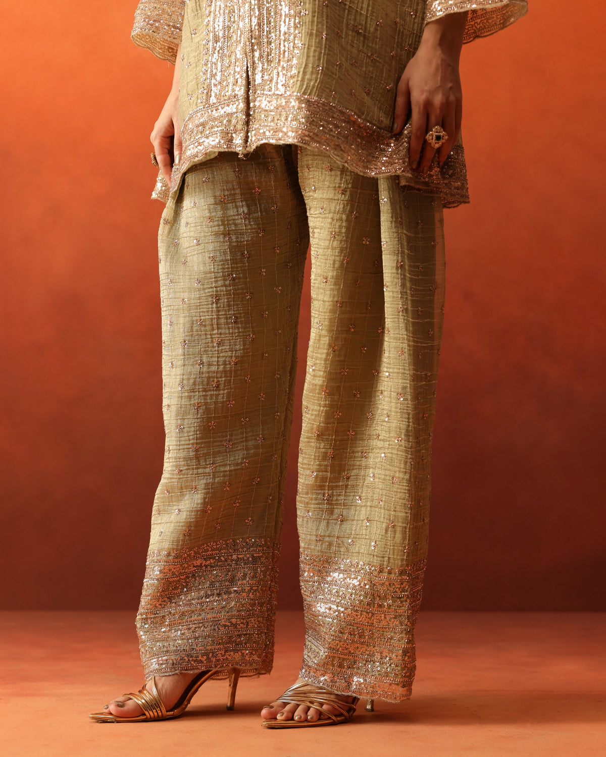 Sunehri - Pleated Farshi Pants Set