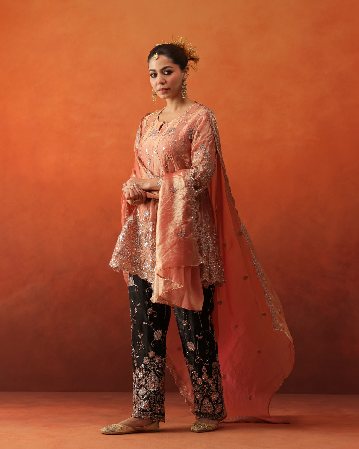 Mahnoor - Tailored Tapered Trousers Set with Dupatta