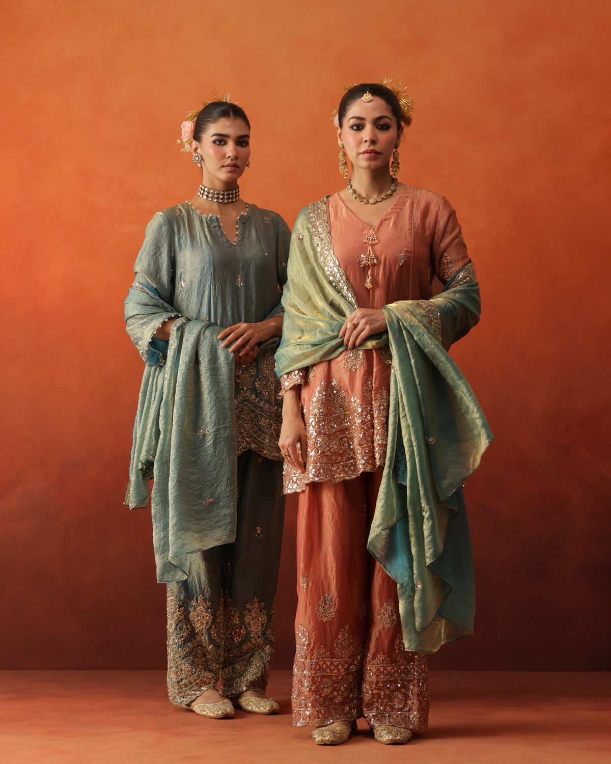 Gulshan - Pleated Farshi Pants Set With Dupatta