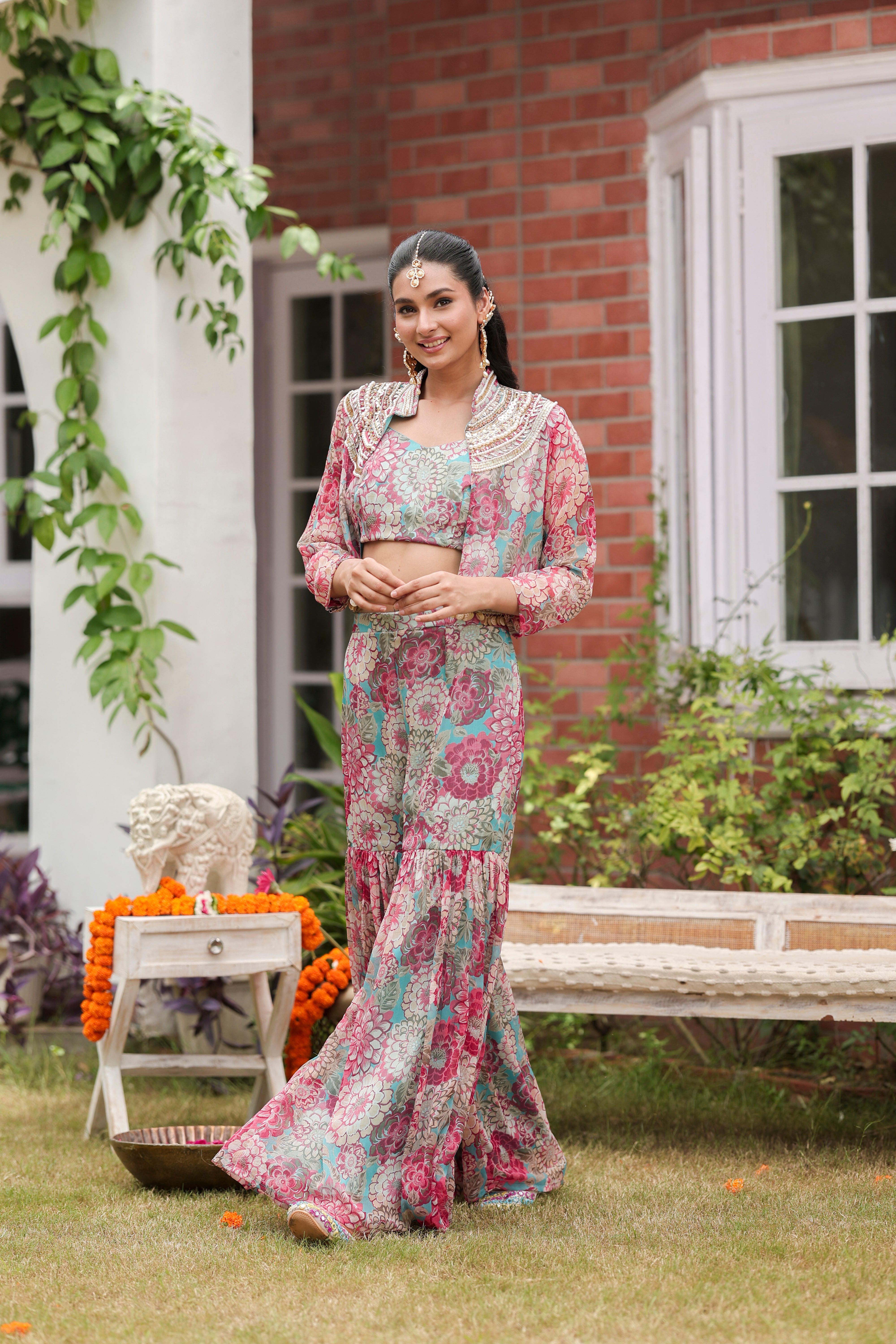 Ruhani - Blouse and Gharara Set with Jacket