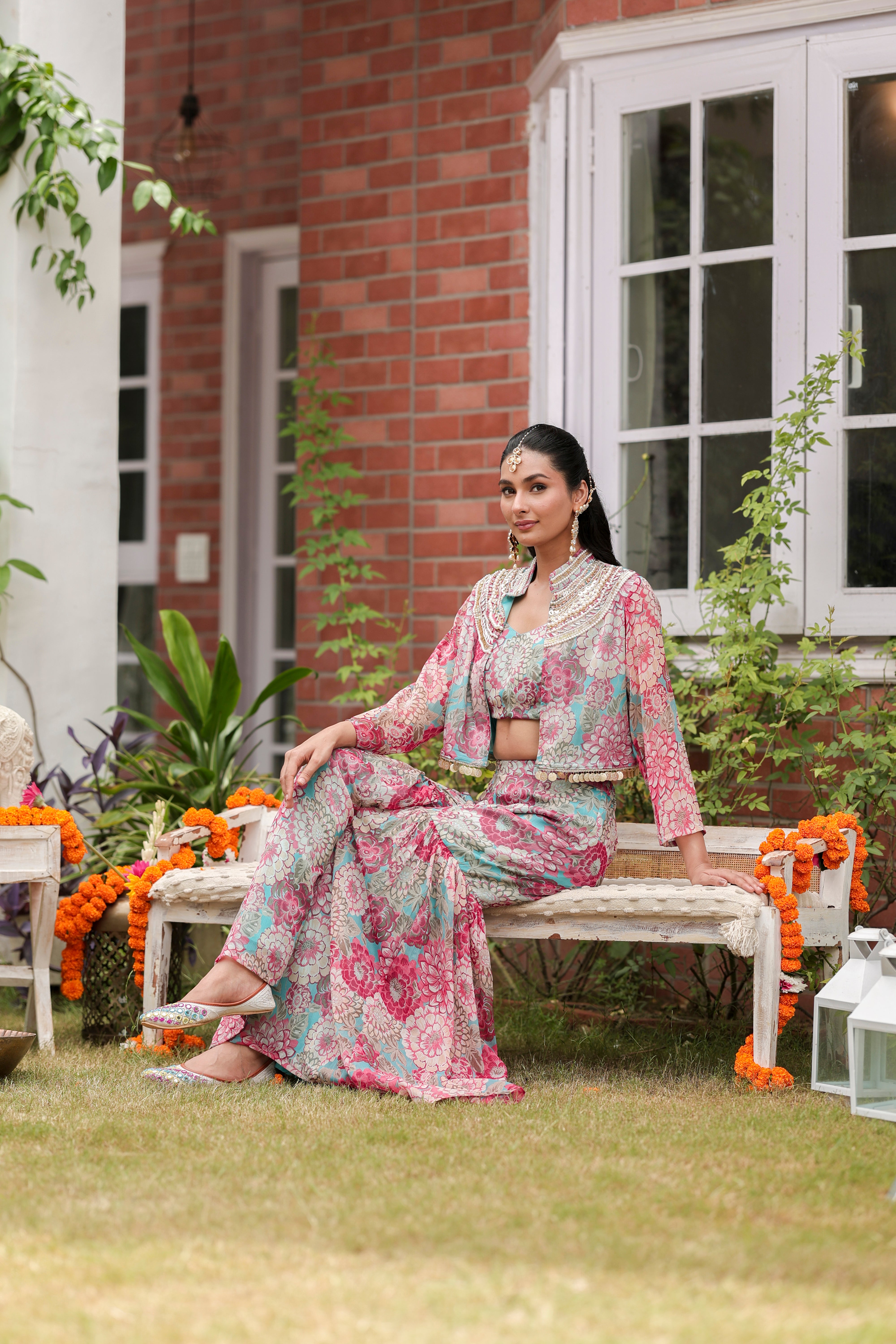 Ruhani - Blouse and Gharara Set with Jacket