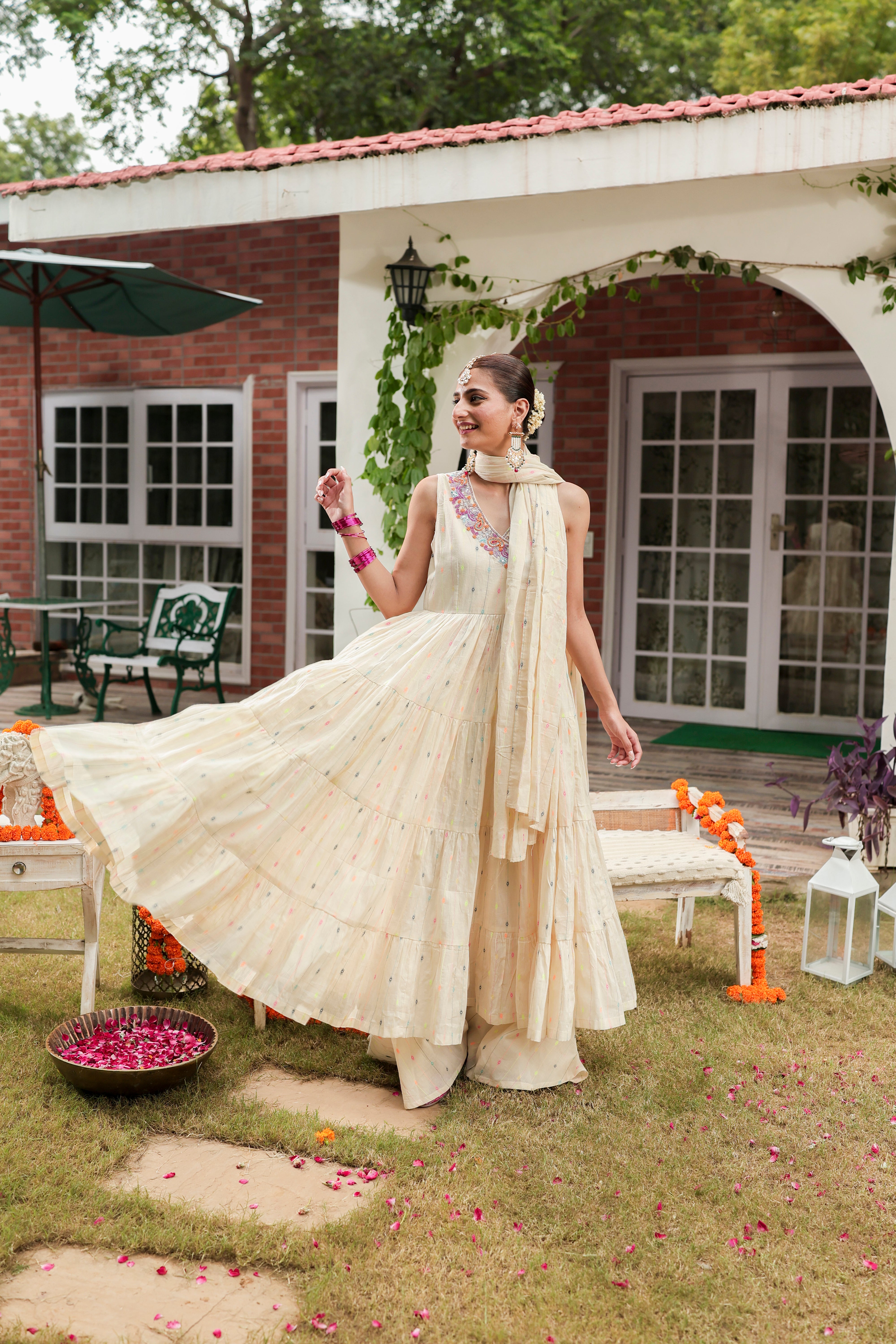 Rafi - Anarkali and Flared Pants and Dupatta