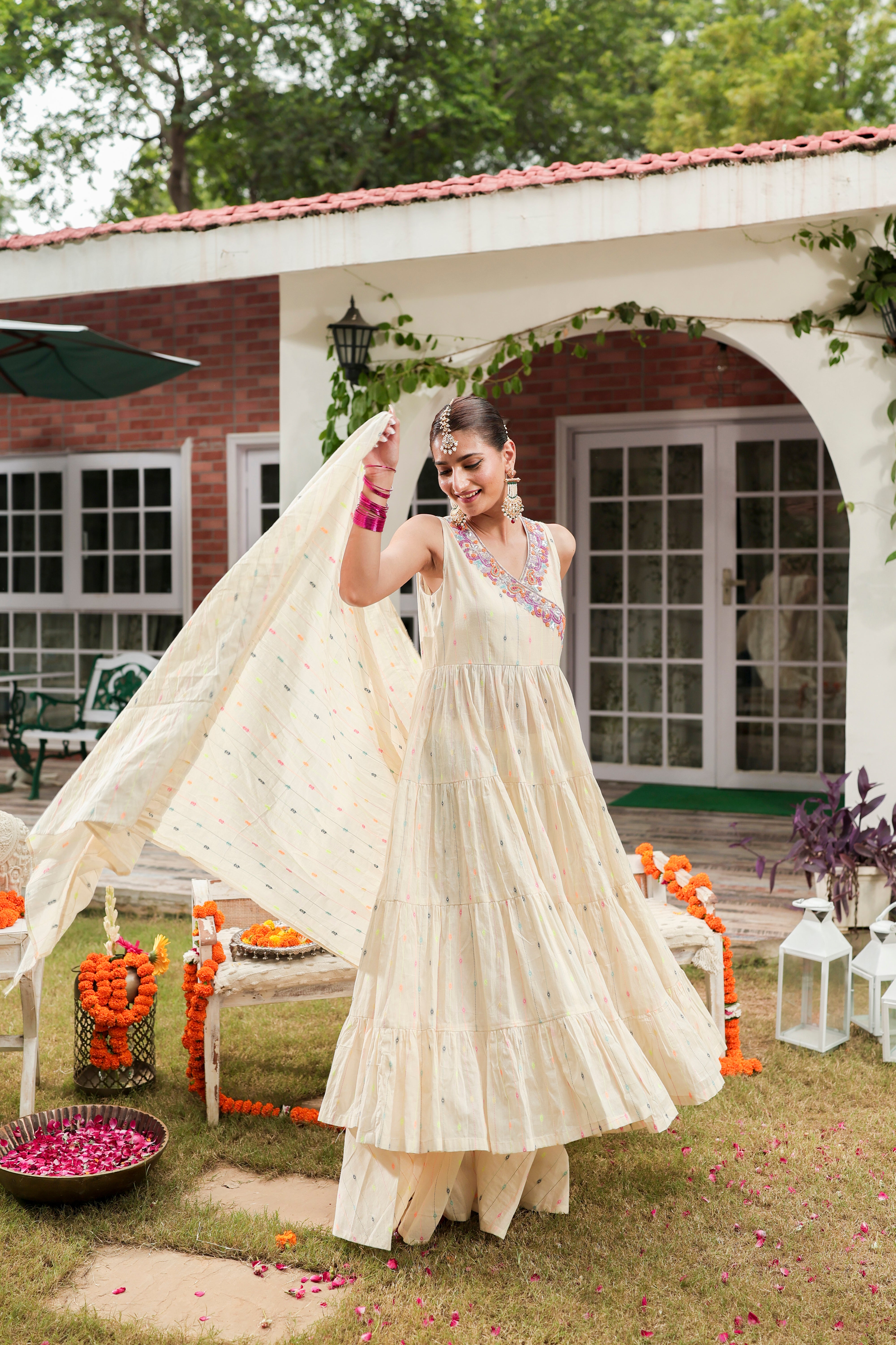 Rafi - Anarkali and Flared Pants and Dupatta