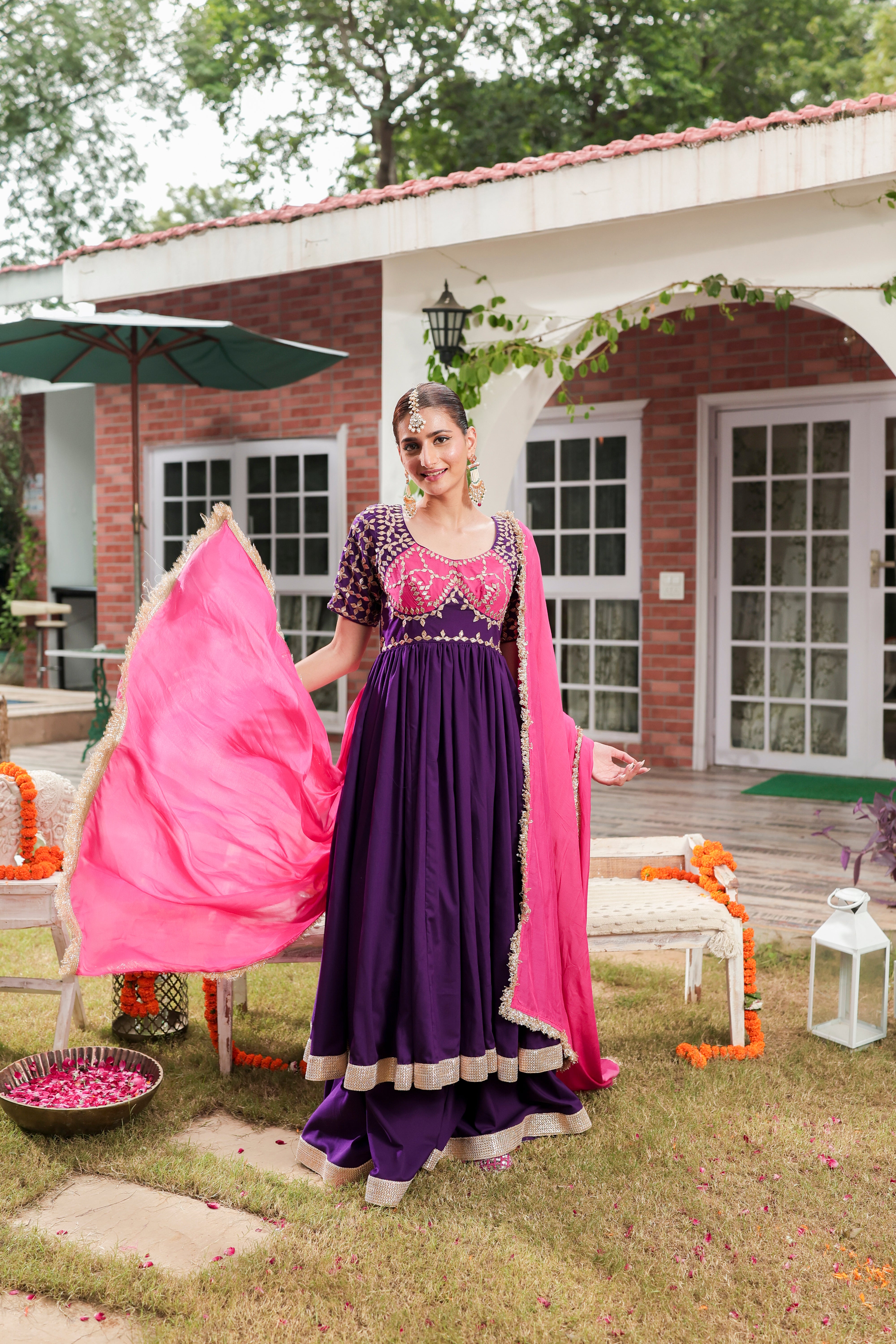 Roop - Anarkali and Flared Pants and Dupatta
