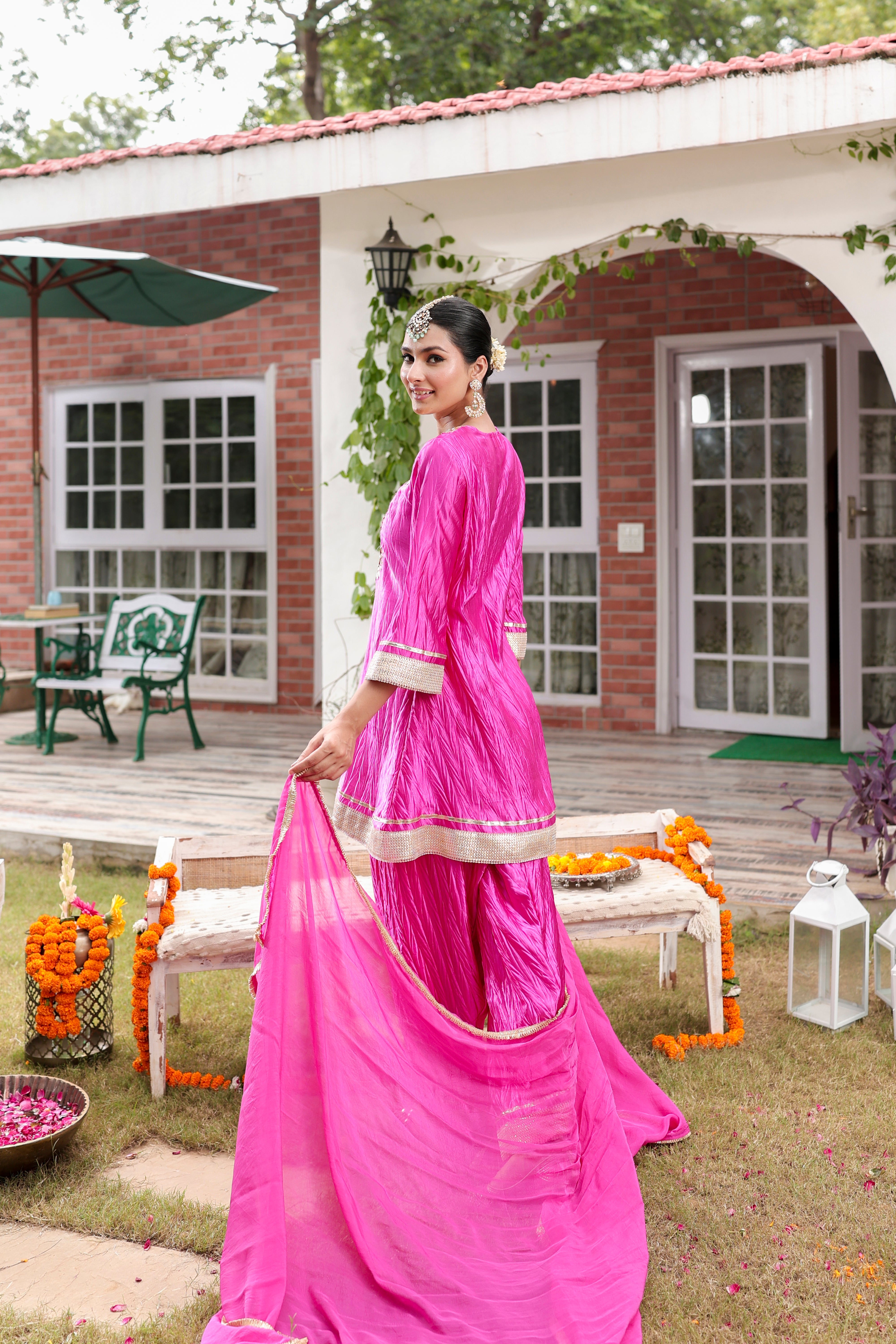 Pink Gulzaar - Kurta and Pants Set with Dupatta