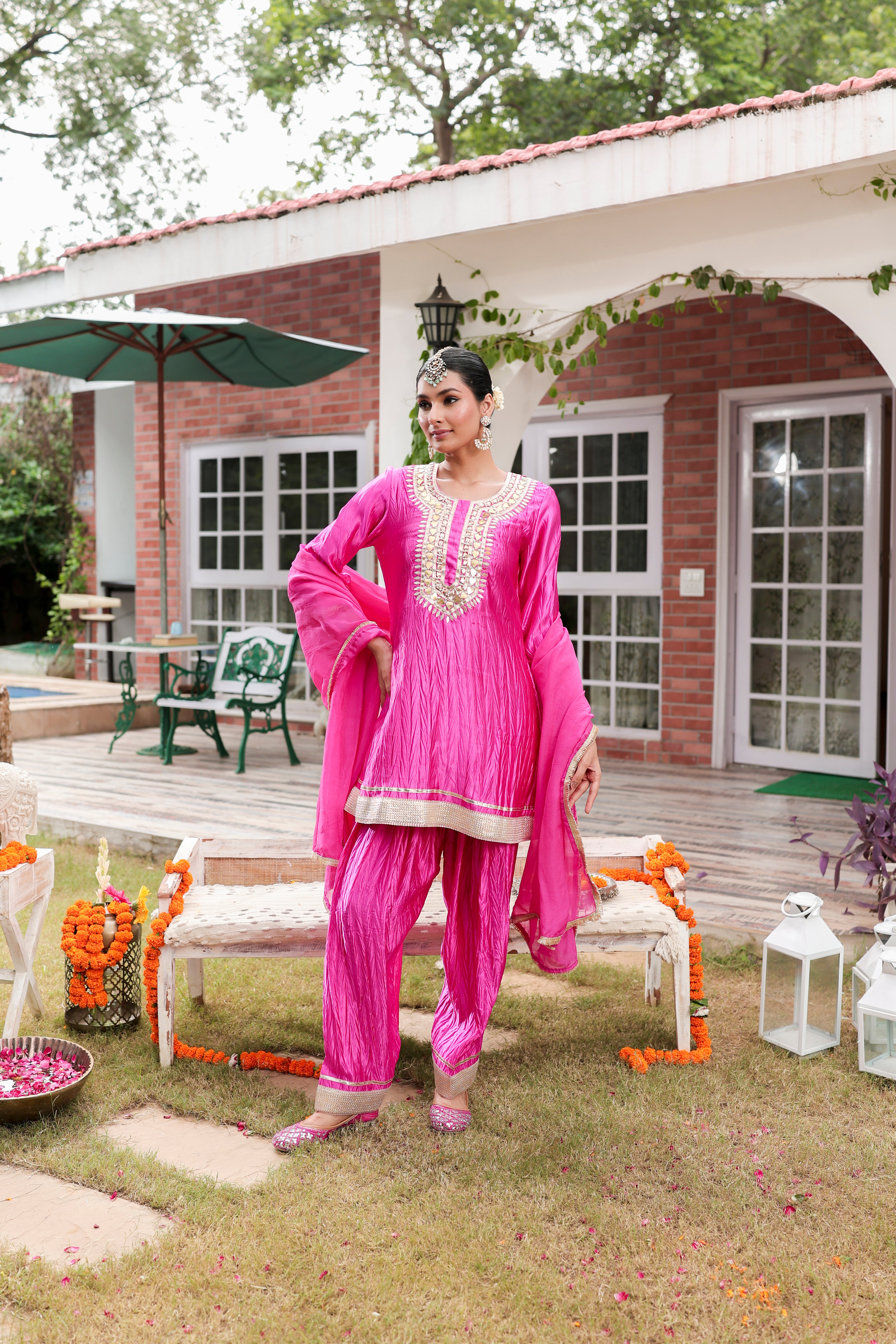 Pink Gulzaar - Kurta and Pants Set with Dupatta
