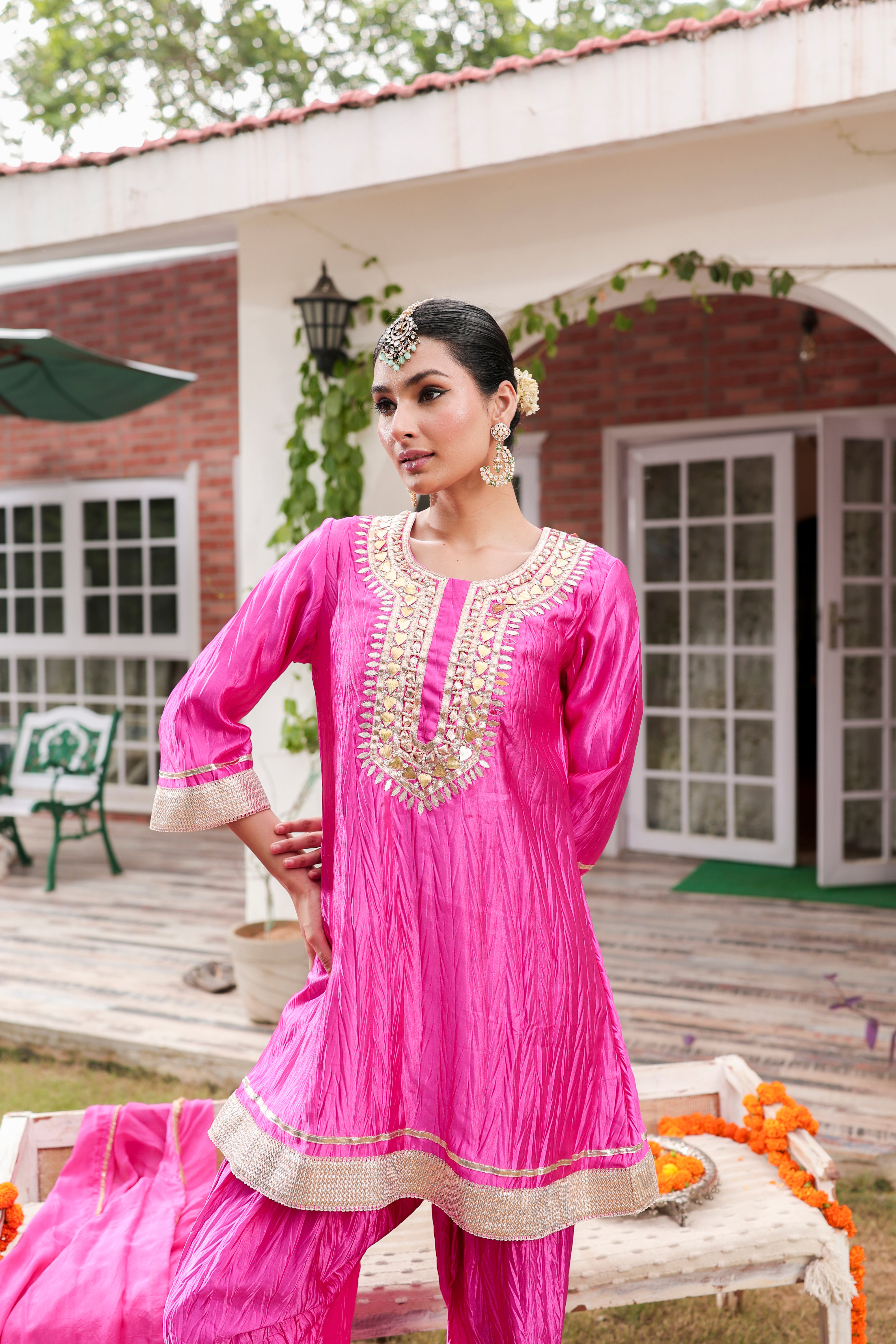 Pink Gulzaar - Kurta and Pants Set with Dupatta