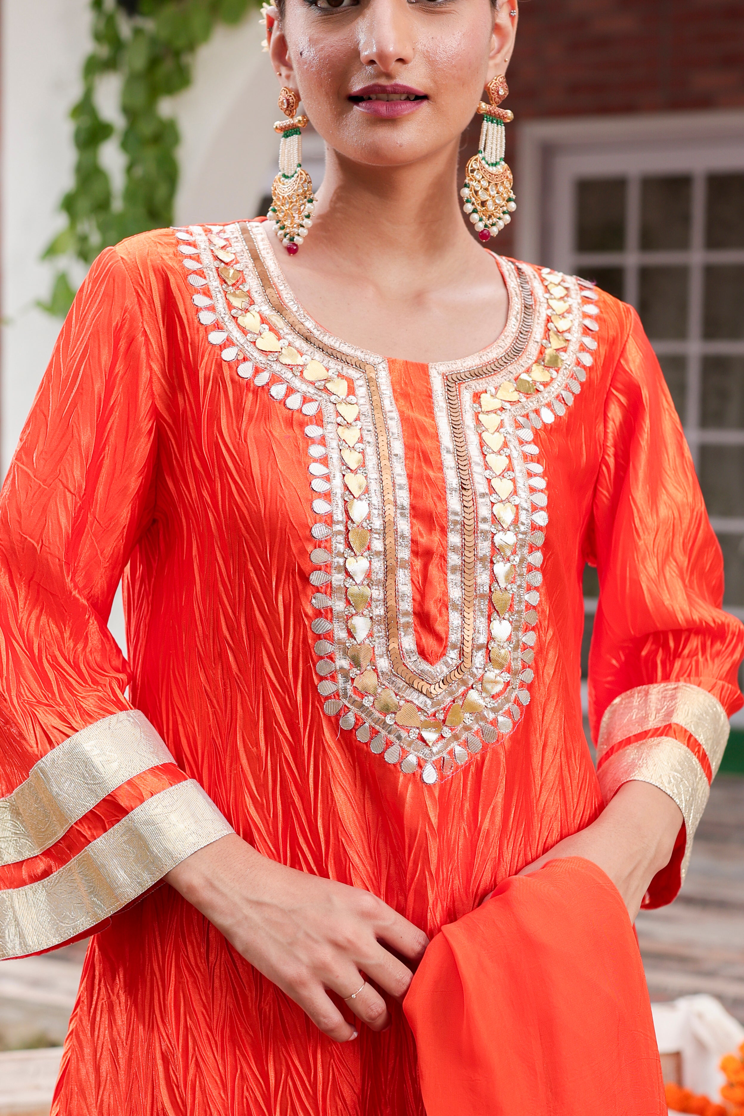 Orange Gulzaar - Kurta and Pants Set with Dupatta