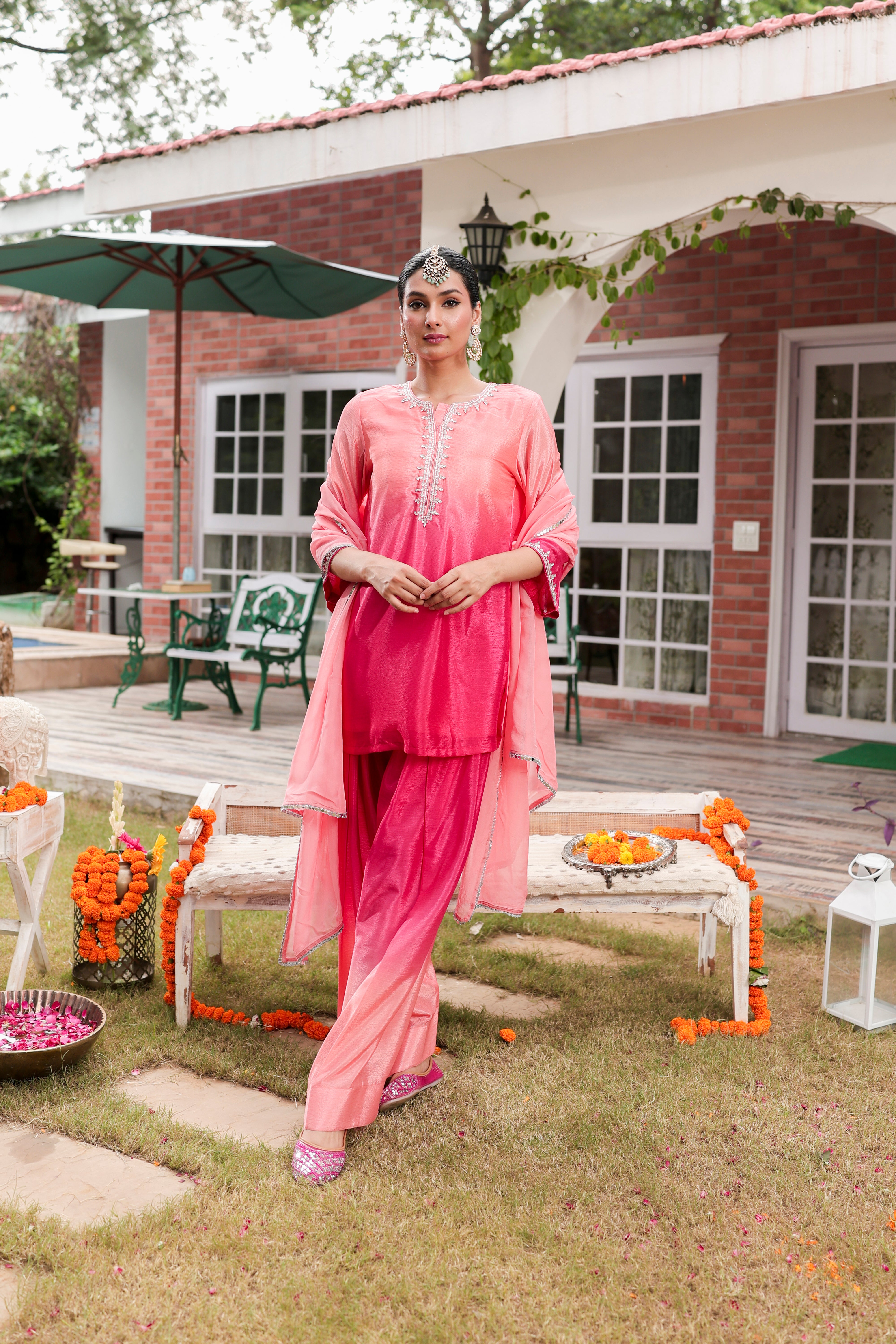 Zarrin - Kurta and Farshi Salwar Set with Dupatta