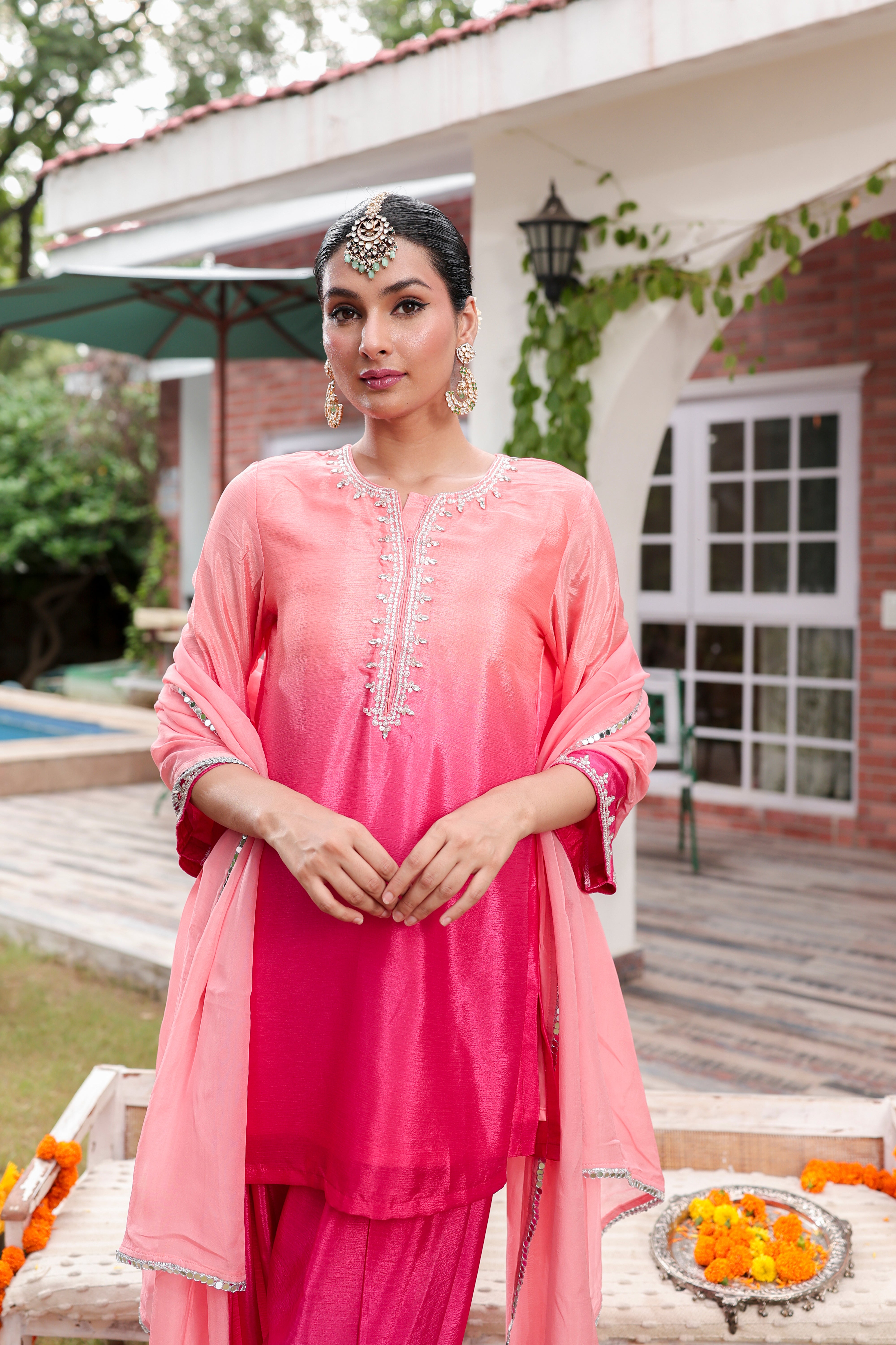 Zarrin - Kurta and Farshi Salwar Set with Dupatta