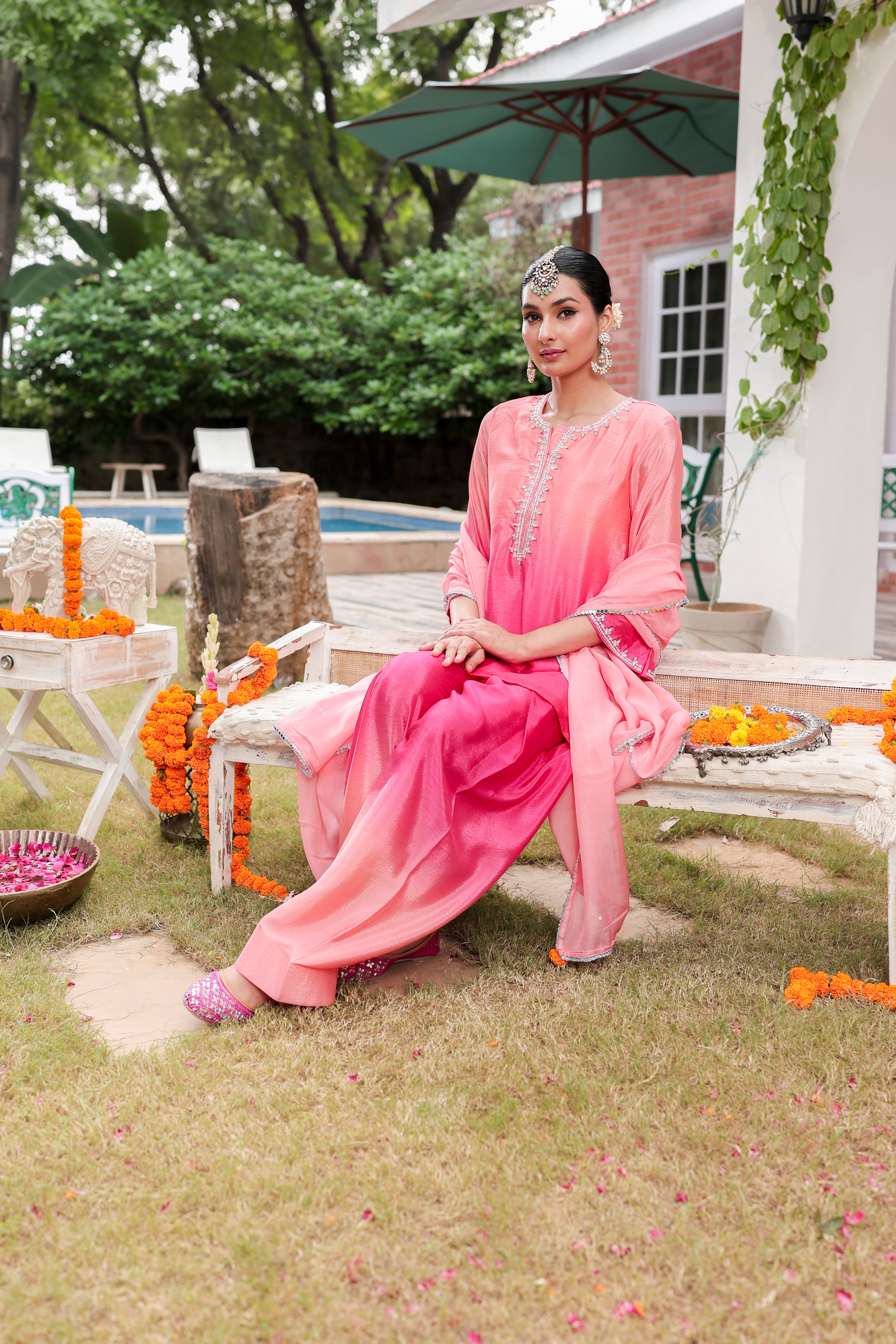 Zarrin - Kurta and Farshi Salwar Set with Dupatta