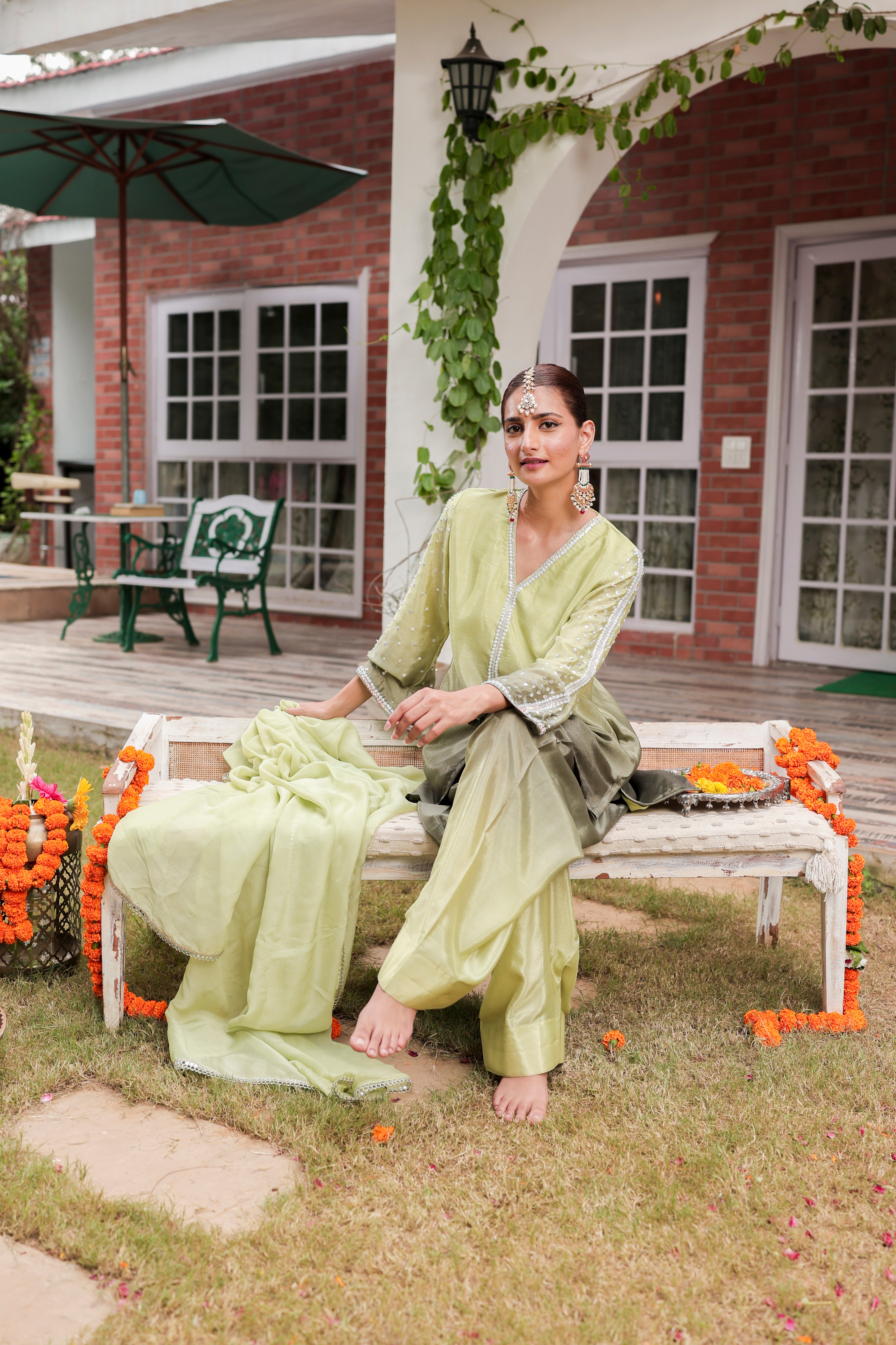 Zaarna - Kurta and Farshi Salwar Set with Dupatta