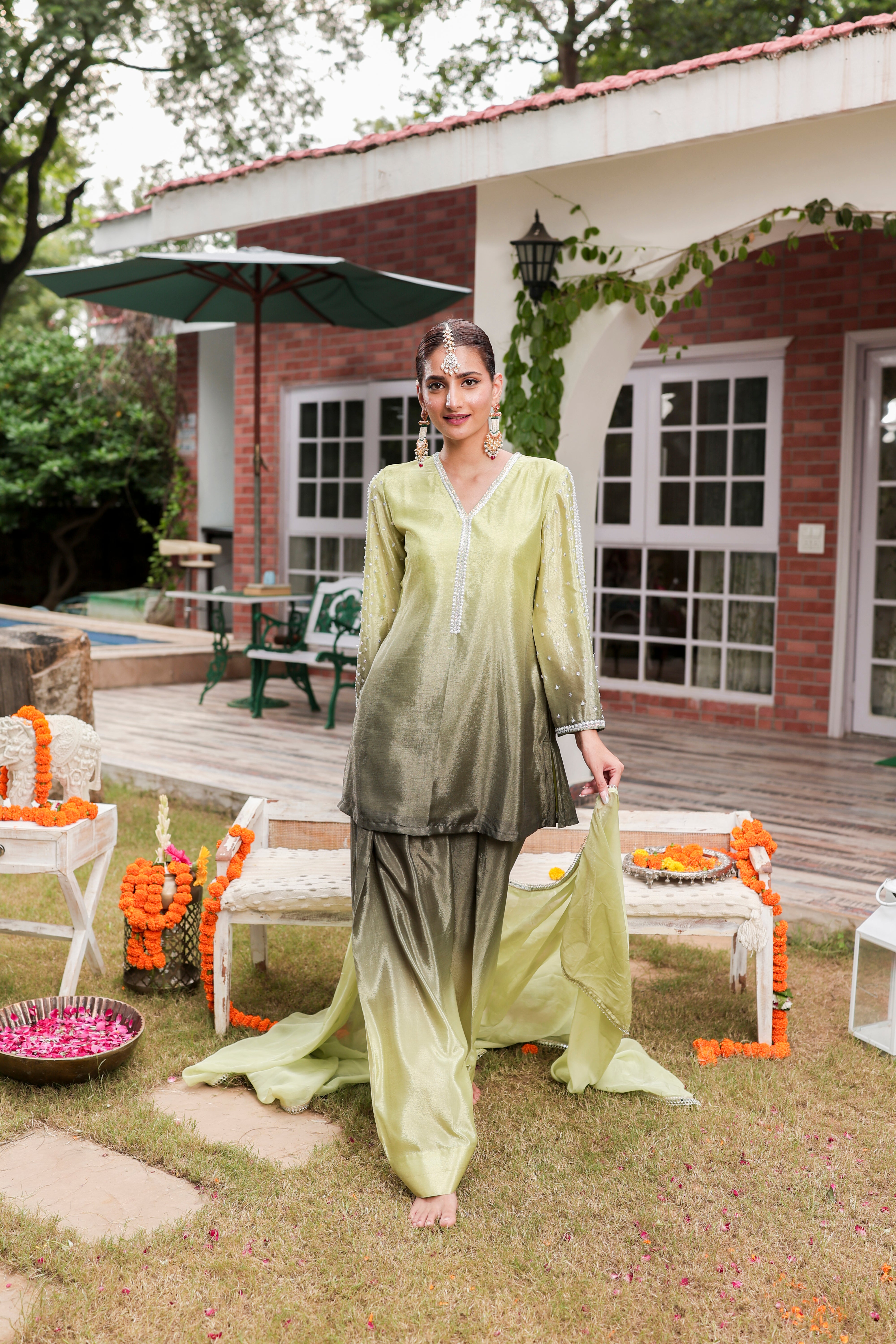 Zaarna - Kurta and Farshi Salwar Set with Dupatta