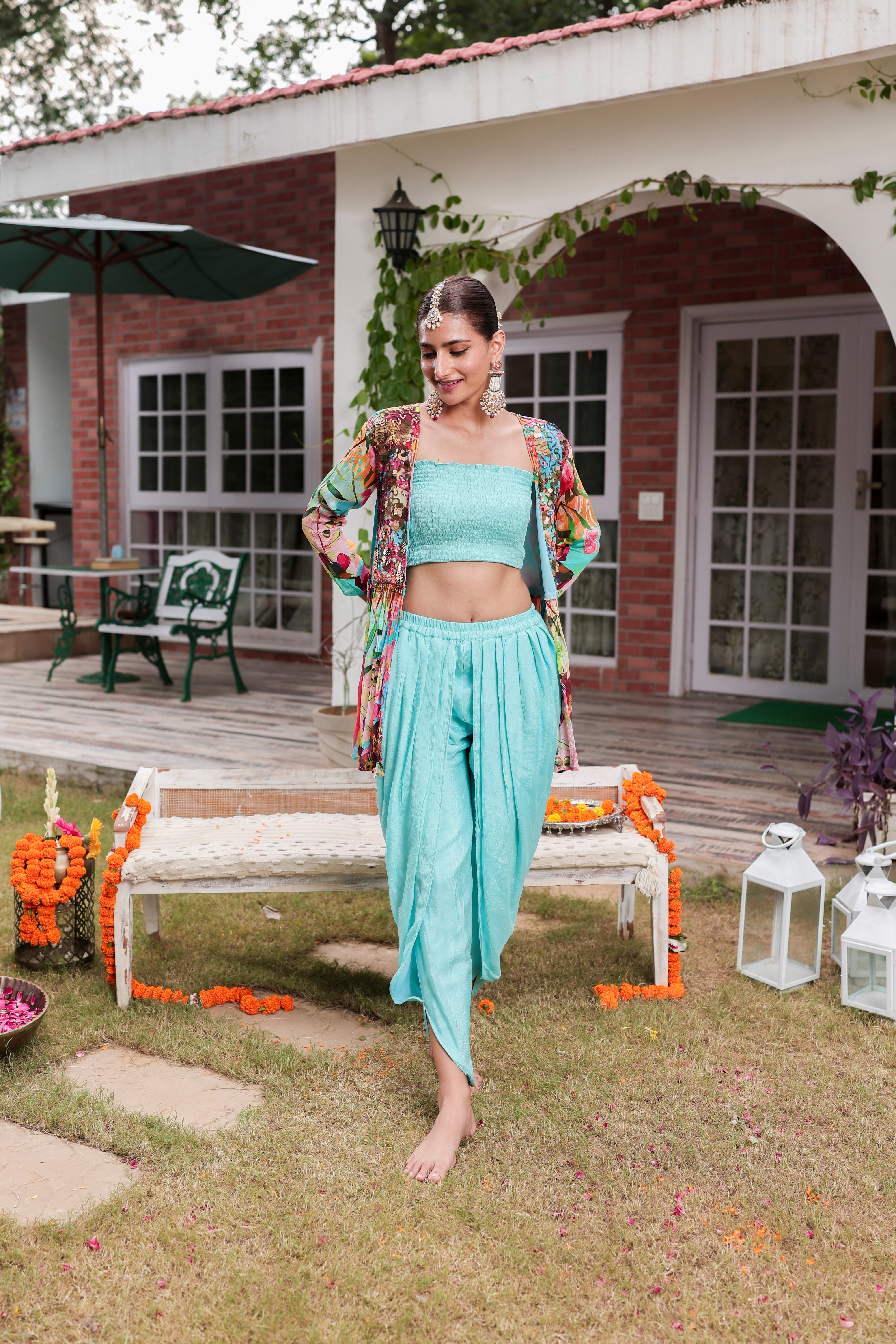 Ruba - Blouse and Dhoti Pants with Cape
