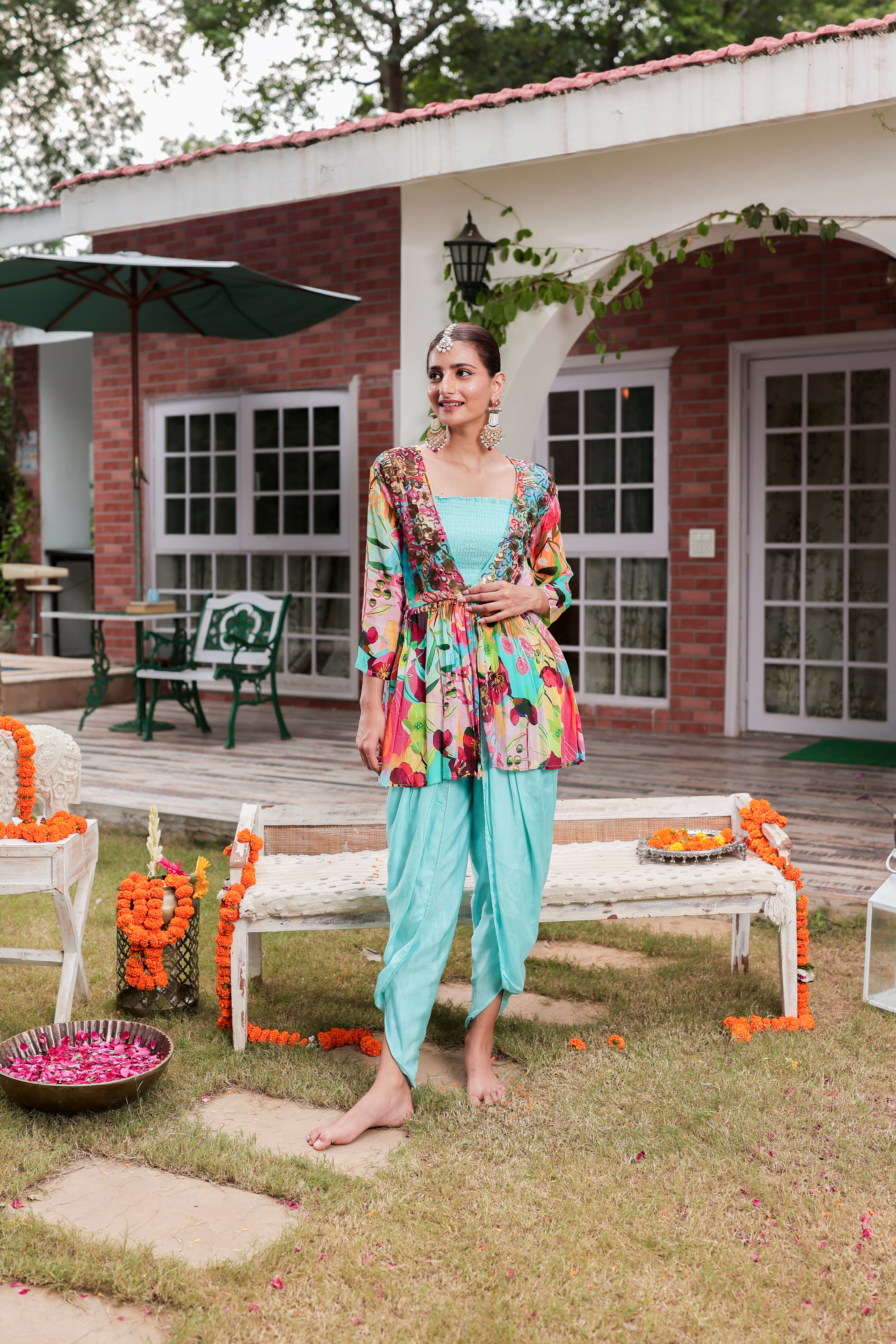 Ruba - Blouse and Dhoti Pants with Cape