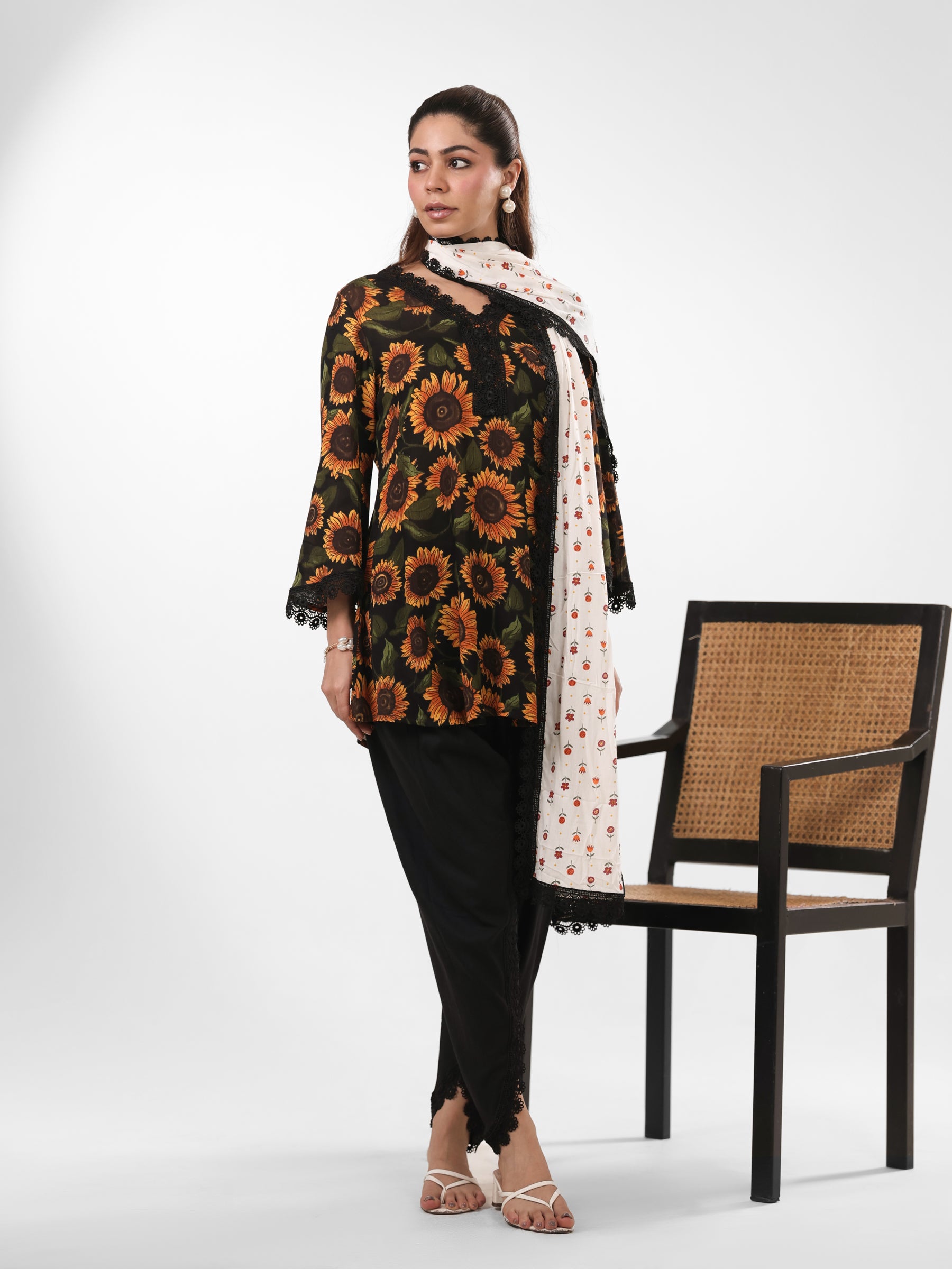 Azure - Floral Dhoti Set